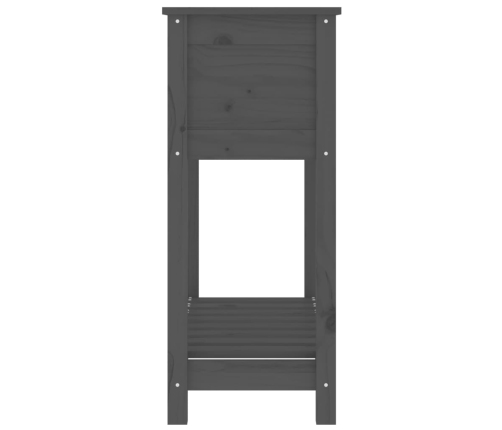 vidaXL puķu kaste ar plauktu, pelēka, 82,5x34,5x81, priedes masīvkoks