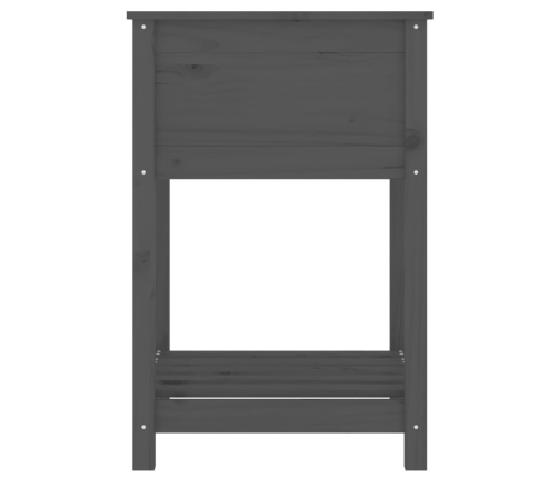 vidaXL puķu kaste ar plauktu, pelēka, 54x54x81 cm, priedes masīvkoks