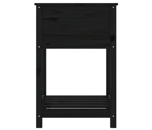 vidaXL puķu kaste ar plauktu, melna, 54x54x81 cm, priedes masīvkoks
