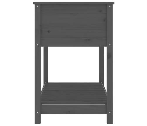 vidaXL puķu kaste ar plauktu, pelēka, 111,5x54x81cm, priedes masīvkoks