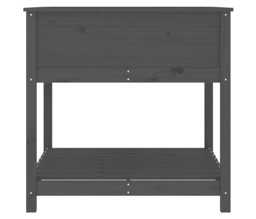 vidaXL puķu kaste ar plauktu, pelēka, 82,5x82,5x81, priedes masīvkoks