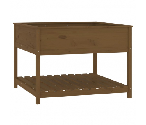 vidaXL puķu kaste ar plauktu, medus brūna, 111,5x111,5x81 cm, priede