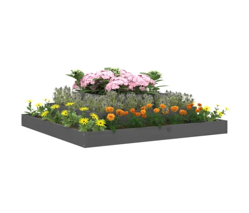 vidaXL puķu kaste, pelēka, 110x110x27 cm, priedes masīvkoks