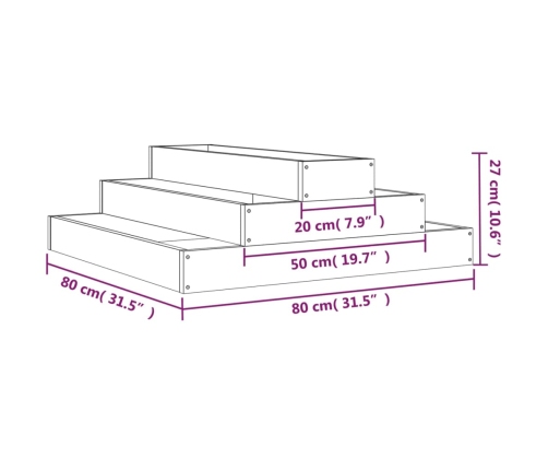 vidaXL puķu kaste, 80x80x27 cm, priedes masīvkoks