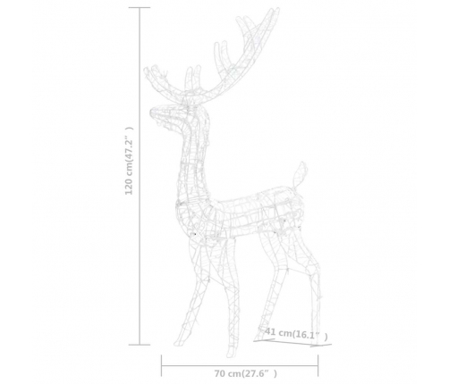 vidaXL ziemeļbriežu dekorācijas, 2 gab., akrils, 120 cm, krāsainas