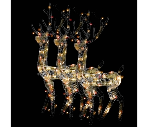 vidaXL ziemeļbriežu dekorācijas, 3 gab., akrils, 120 cm, krāsainas