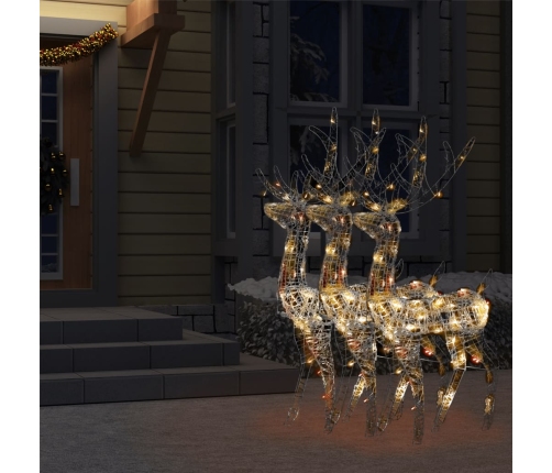 vidaXL ziemeļbriežu dekorācijas, 3 gab., akrils, 120 cm, krāsainas