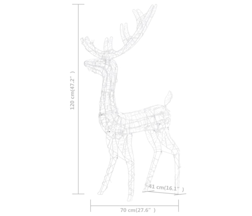 vidaXL ziemeļbriežu dekorācijas, 3 gab., akrils, 120 cm, krāsainas