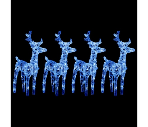 vidaXL Ziemassvētku ziemeļbrieži, 4 gab., 160 zilas LED, akrils