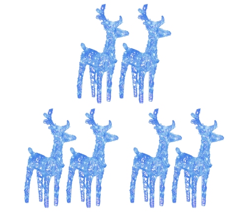 vidaXL Ziemassvētku ziemeļbrieži, 6 gab., 240 zilas LED, akrils