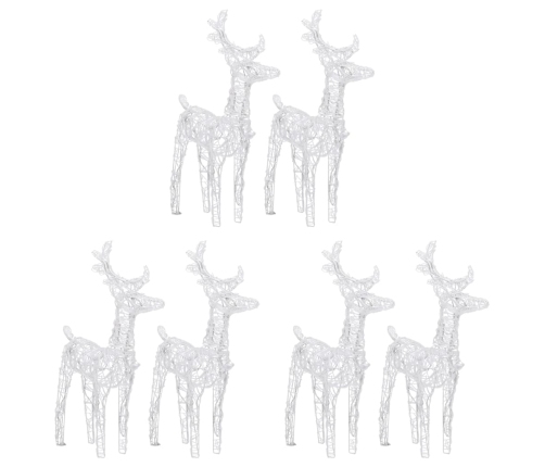 vidaXL Ziemassvētku ziemeļbrieži, 6 gab., 240 zilas LED, akrils