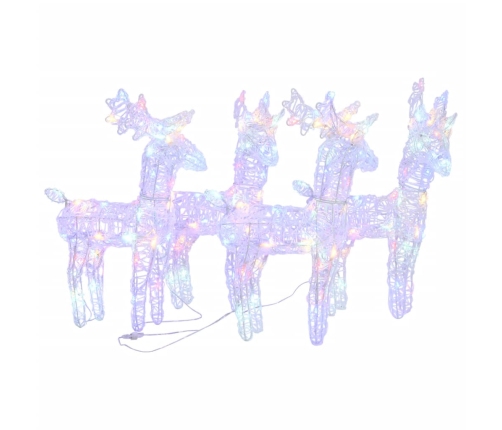 vidaXL Ziemassvētku ziemeļbrieži, 4 gab., 160 krāsainas LED, akrils