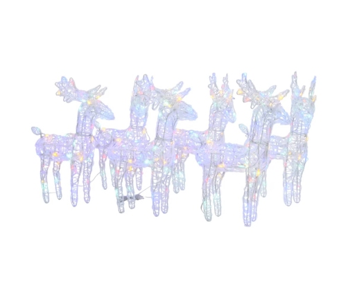 vidaXL Ziemassvētku ziemeļbrieži, 6 gab., 240 krāsainas LED, akrils