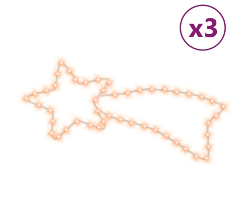vidaXL Ziemassvētku komētas figūras, 3 gab., 48 baltas LED, 65x28 cm