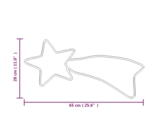 vidaXL Ziemassvētku komētas figūras, 3 gab., 48 baltas LED, 65x28 cm