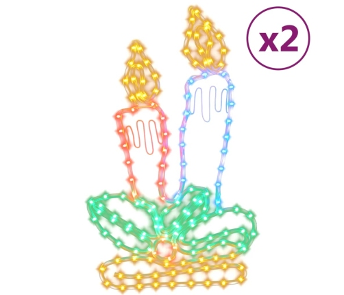 vidaXL Ziemassvētku svecīšu figūras, 2 gab., 144 LED, 70x42 cm