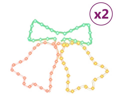 vidaXL Ziemassvētku zvaniņu figūras, 2 gab., 72 LED, 50x56 cm