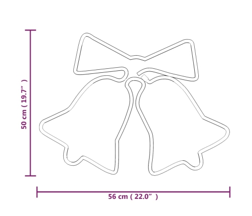 vidaXL Ziemassvētku zvaniņu figūras, 2 gab., 72 LED, 50x56 cm