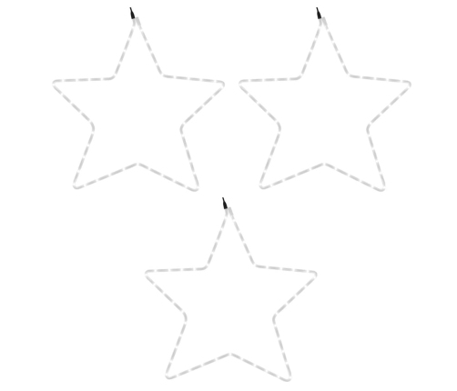 vidaXL Ziemassvētku zvaigznes figūras, 3 gab., 48 baltas LED, 56 cm