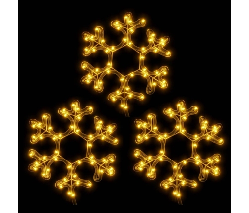 vidaXL Ziemassvētku sniegpārslas figūras, 3 gab., baltas LED, 27x27 cm