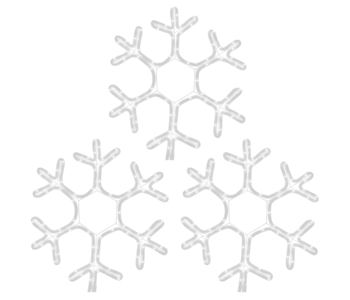 vidaXL Ziemassvētku sniegpārslas figūras, 3 gab., baltas LED, 38x37 cm