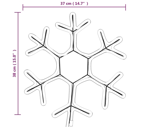 vidaXL Ziemassvētku sniegpārslas figūras, 3 gab., baltas LED, 38x37 cm