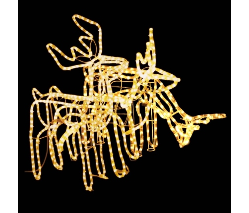 vidaXL 3-daļīgs ziemeļbriežu figūru komplekts, silti baltas lampiņas