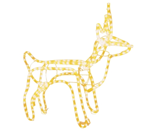 vidaXL 3-daļīgs ziemeļbriežu figūru komplekts, silti baltas lampiņas