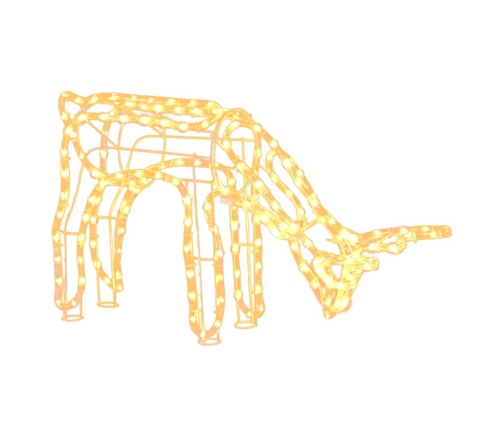 vidaXL 3-daļīgs ziemeļbriežu figūru komplekts, silti baltas lampiņas