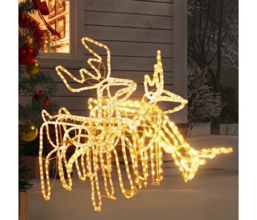 vidaXL 3-daļīgs ziemeļbriežu figūru komplekts, silti baltas lampiņas