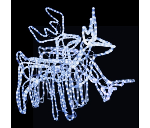 vidaXL 3-daļīgs ziemeļbriežu figūru komplekts, vēsi baltas lampiņas