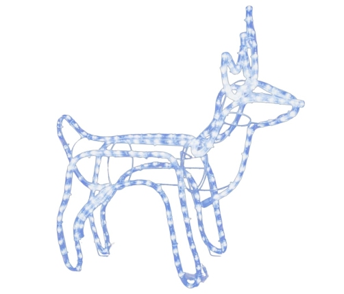 vidaXL 3-daļīgs ziemeļbriežu figūru komplekts, vēsi baltas lampiņas