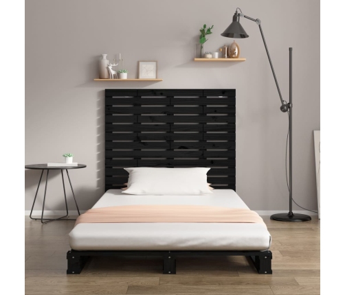 vidaXL sienas galvgalis, melns, 81x3x91,5 cm, priedes masīvkoks