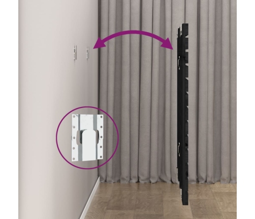 vidaXL sienas galvgalis, melns, 141x3x91,5 cm, priedes masīvkoks