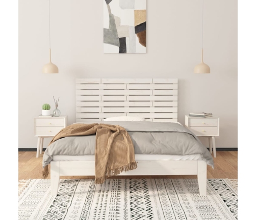 vidaXL sienas galvgalis, balts, 146x3x63 cm, priedes masīvkoks
