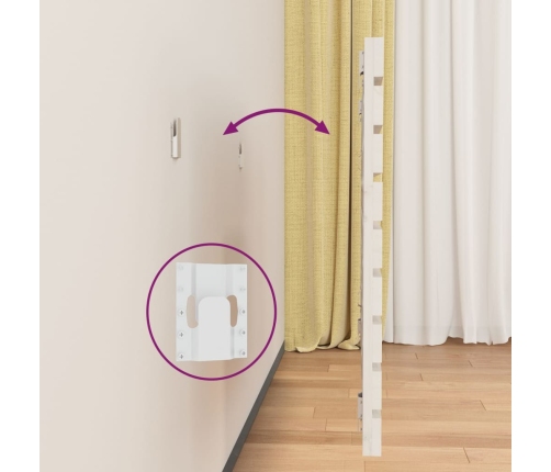 vidaXL sienas galvgalis, balts, 146x3x63 cm, priedes masīvkoks