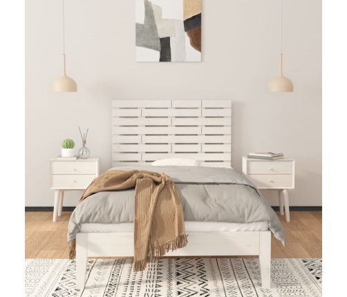 vidaXL sienas galvgalis, balts, 81x3x63 cm, priedes masīvkoks