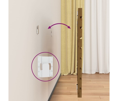 vidaXL sienas galvgalis, brūns, 81x3x63 cm, priedes masīvkoks