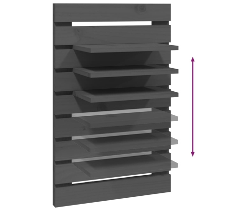 vidaXL sienas plaukti gultai, 2 gab., pelēki, priedes masīvkoks