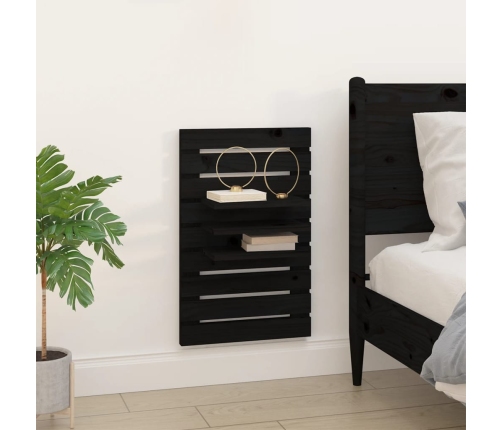 vidaXL sienas plaukti gultai, 2 gab., melni, priedes masīvkoks