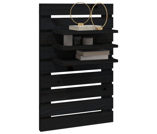 vidaXL sienas plaukti gultai, 2 gab., melni, priedes masīvkoks