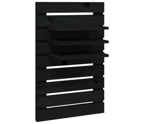 vidaXL sienas plaukti gultai, 2 gab., melni, priedes masīvkoks