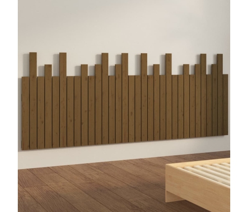 vidaXL sienas galvgalis, medus brūns, 204x3x80 cm, priedes masīvkoks