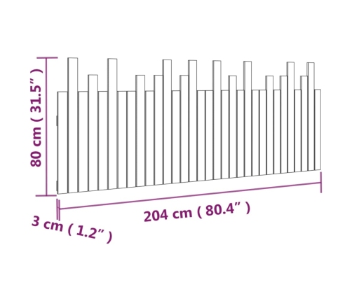 vidaXL sienas galvgalis, medus brūns, 204x3x80 cm, priedes masīvkoks