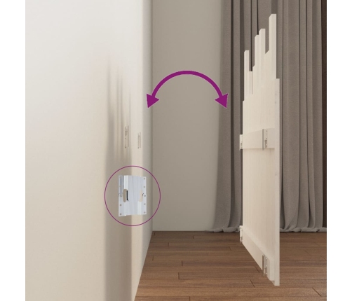 vidaXL sienas galvgalis, balts, 95,5x3x80 cm, priedes masīvkoks