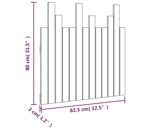 vidaXL sienas galvgalis, 82,5x3x80 cm, priedes masīvkoks