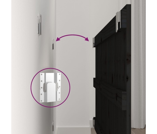 vidaXL sienas galvgalis, melns, 95,5x3x60 cm, priedes masīvkoks