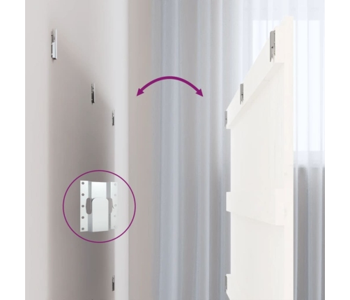 vidaXL sienas galvgalis, balts, 127,5x3x60 cm, priedes masīvkoks