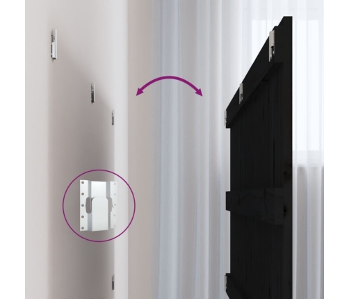 vidaXL sienas galvgalis, melns, 127,5x3x60 cm, priedes masīvkoks