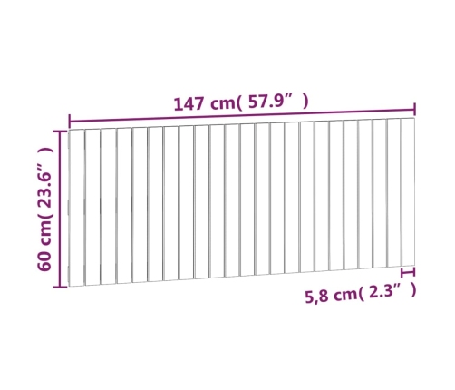 vidaXL sienas galvgalis, 147x3x60 cm, priedes masīvkoks